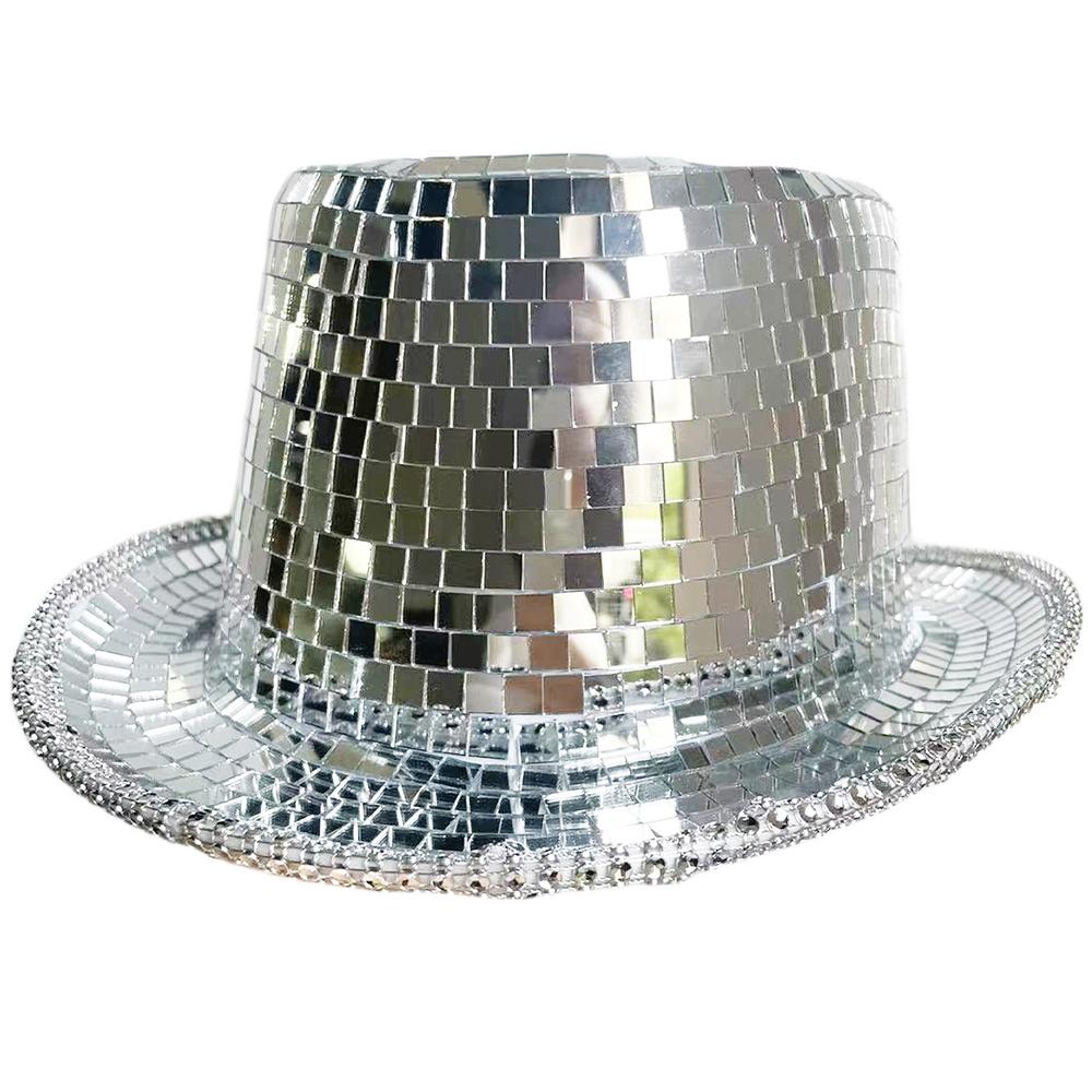 Disco Cowboy Hat Disco Mirrored Sun Hat Retro Disco Unisex Costume Sparkly Top Hat Dress Up Accessories For Adults