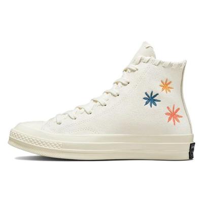 Chuck 70 High Embroidered Floral - Женские кроссовки Egret кремовый натуральный-слоновая кость A04298C