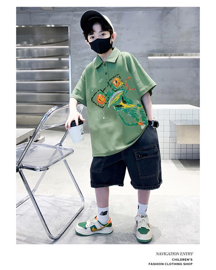 Boys' short sleeved T-shirt polo shirt summer clothes 2026 new summer half sleeved boys' big children