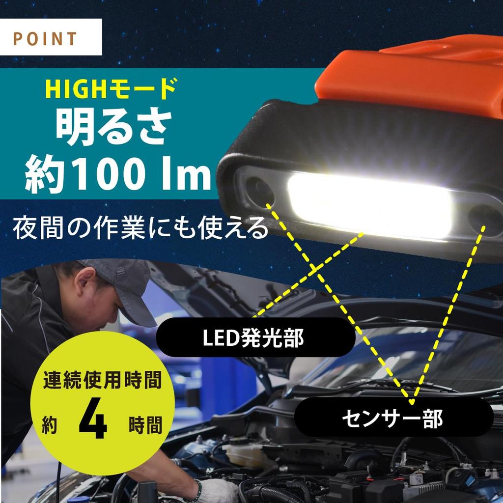 OHM LED USB Motion Sensor 100 ANSI Standard IPX4 OHM Electric SL-SR100R-K 08-1399 Headlight, Rechargeable, Switch, Clip-on, Lumens, Compliant,