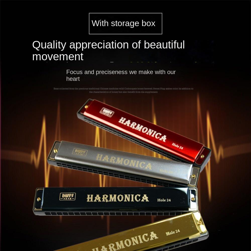 Tremolo Harmonica 24 Hole Harmonica Double Row Blues Harmonica Mouth Organ C-key Harmonica Kids