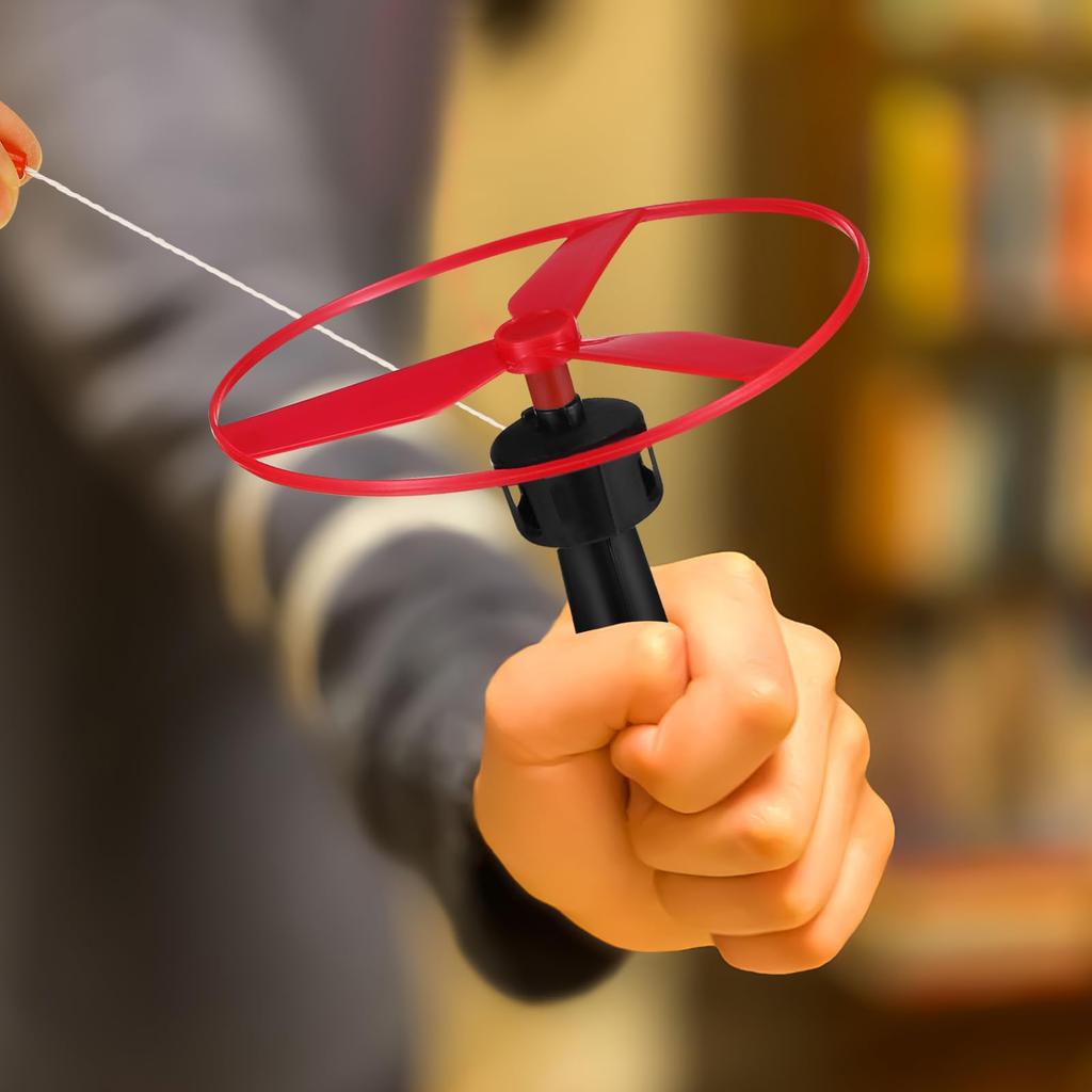 DECHOUS Бамбуковый волчок НЛО Летающий светящийся бамбуковый волчок Летающий пропеллер Веревочный пластиковый летающий вертолет Парковые игровые товары