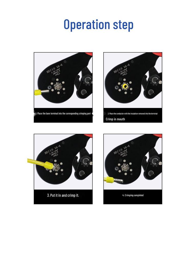 HSC10 16-6 Инструмент для обжима клемм типа «штырь» с трубчатым наконечником, инструмент для холодной прессовки