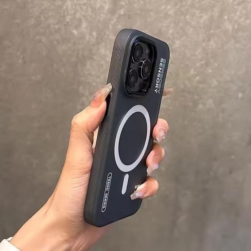 Для Magsafe Magnetic Trendy Armor Case для iPhone 16 ProMax 15 14 13 12 Pro Max Plus Wireless Charge Matte Case Metal Lens Cover