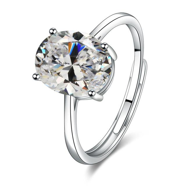 Большой овальный комплект ювелирных изделий с камнем, женское кольцо из стерлингового серебра 925 пробы, свадебные аксессуары для девочек, кольцо с кристаллами в форме яйца, женское кольцо