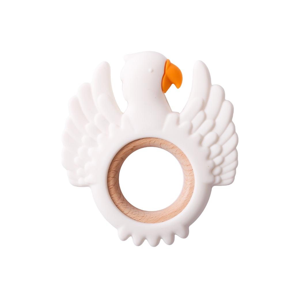 New Style 1Pc Silicone Teether Food Grade Baby 0-12 Toys Swan Teething Rings Sensory Toys For Toddlers Silicone Montessori Toys