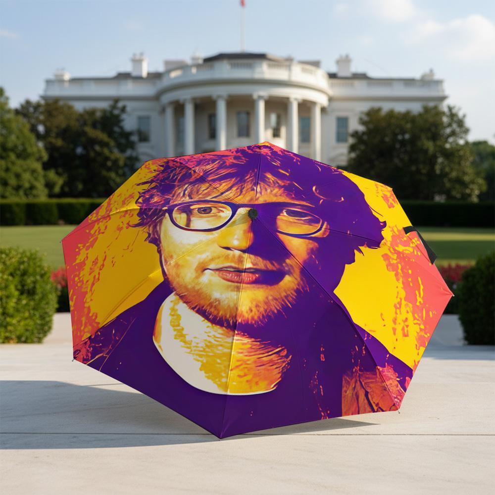 1 шт. Автоматический складной зонт - Узор Ed Sheeran, Портативный и складной дизайн с 8 спицами, Рождественские и новогодние подарки