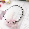 Lady Wavy Headband Non-slip Shiny Rhinestone Faux Pearl Narrow Band Anti-rust Hair Decoration Elastic Party Prom Lady Hair Hoop Hair Accessories
