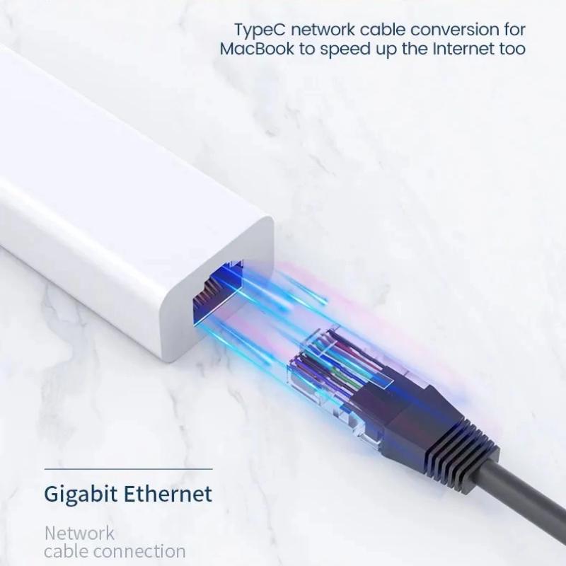 USB Ethernet-адаптер USB Type C к порту Rj45 Lan, гигабитная сетевая карта 100 Мбит/с, док-станция USB 2.0 для ПК, компьютера, ноутбука