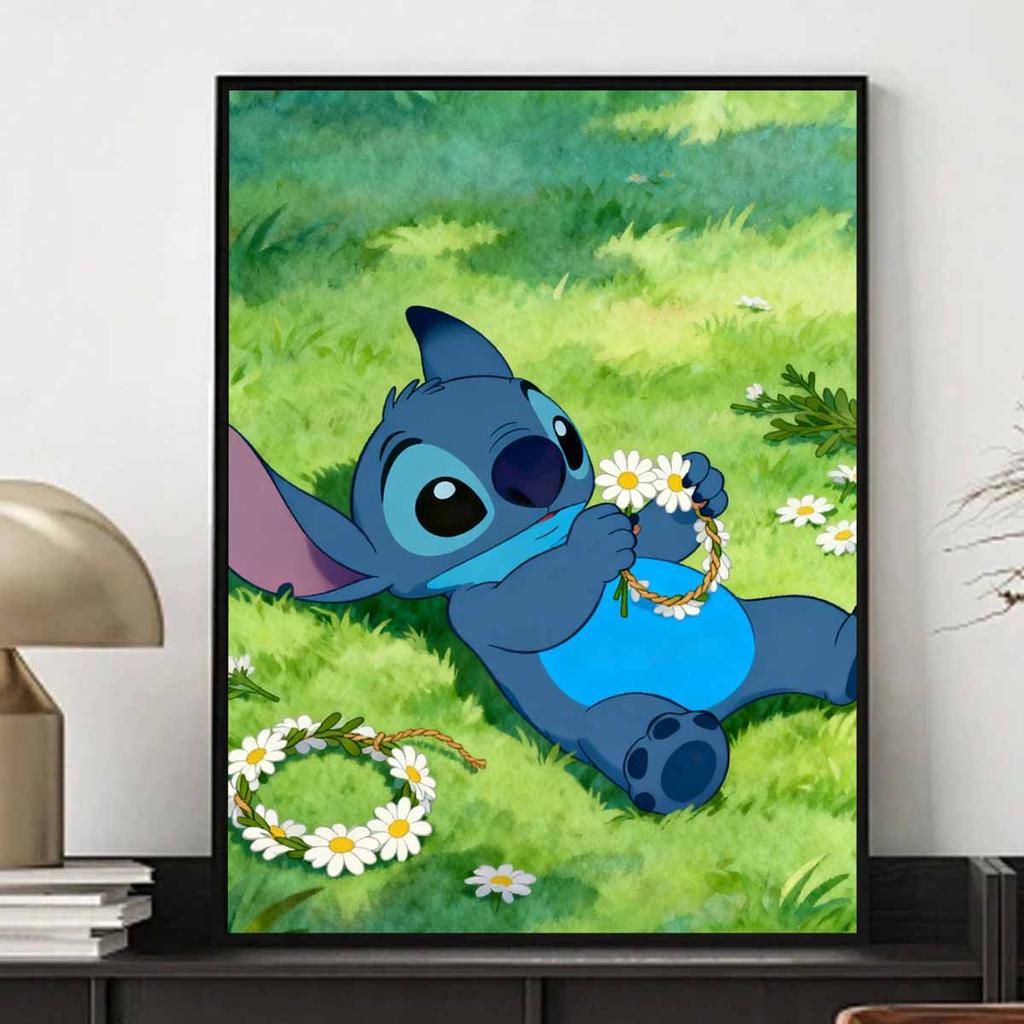 Disney Stitch diamond art painting kit 5D handmade diy diamond painting, home wall decoration with flowers