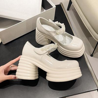 Свадебные туфли на толстой подошве, женские туфли из губки и туфли на высоком каблуке-столбике