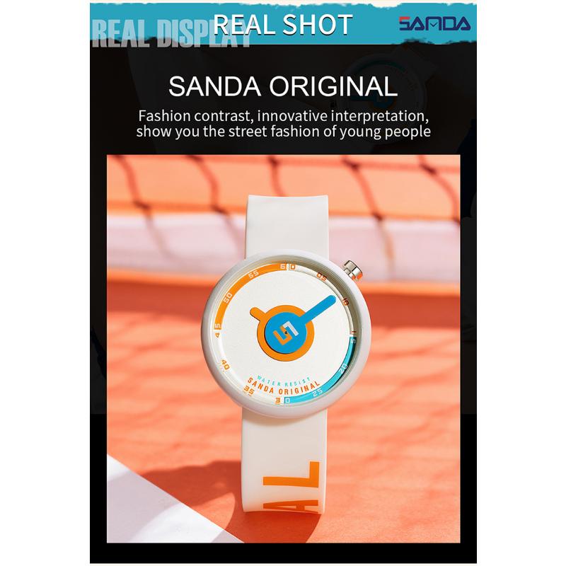 SANDA Силиконовый ремень, трендовые мужские и женские студенческие часы, простые индивидуальные водонепроницаемые часы