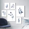 Branches and Leaves Canvas Painting Indigo Blue Botanical Posters and Prints Navy Blue Wall Picturefor Living Room Home Decor