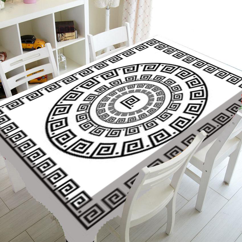Черно-белая скатерть с овальным узором, домашний обеденный стол, декор для журнального столика, прямоугольная водонепроницаемая скатерть для пикника