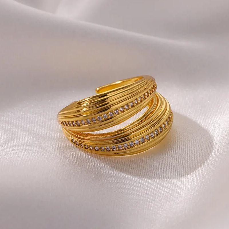 Винтажные текстурированные кольца в стиле хип-хоп в стиле панк для женщин, кольцо из нержавеющей стали золотого цвета, обручальное кольцо для пары, эстетическое ювелирное изделие, подарок anillos mujer