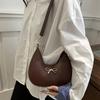 PU Leather Bow Shoulder Bag Handbag Crossbody Bag Portable Crescent Bag  Girls