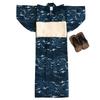 Yukata Change Set Heiko Boys X Blue Heigo Obi [KYOETSU] Set, Weave, 3-piece (yukata, Obi, Geta) (110, 1-wave + Kinari)