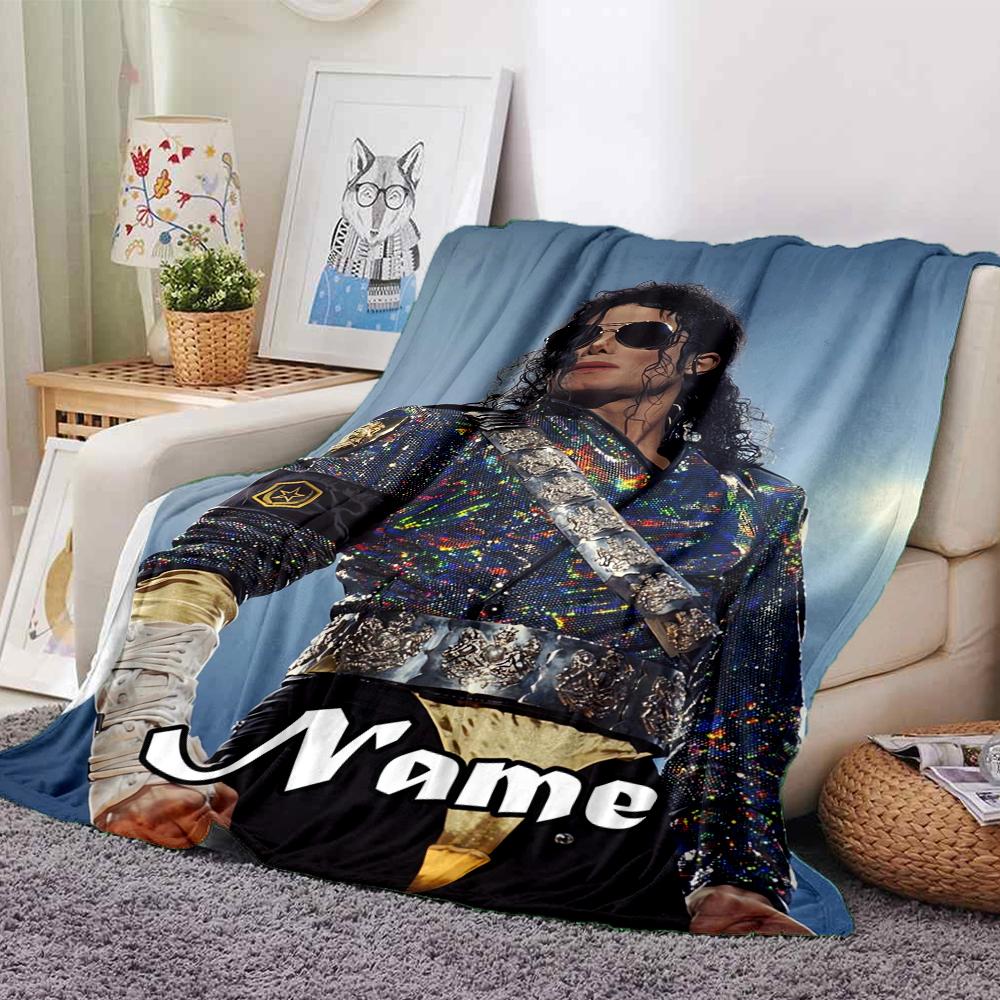 Custom Name Michael Jackson Theme Printed Blanket - Perfect for Couch, Bed, Travel & Outdoor Use | Machine Washable, Cozy & Durable.