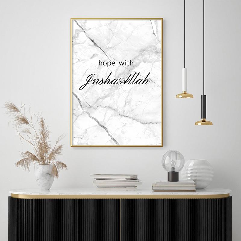Исламская фреска, мраморный настенный художественный постер, арабские цитаты, принт, современный мусульманский холст, живопись, настенные панно для гостиной, домашний декор