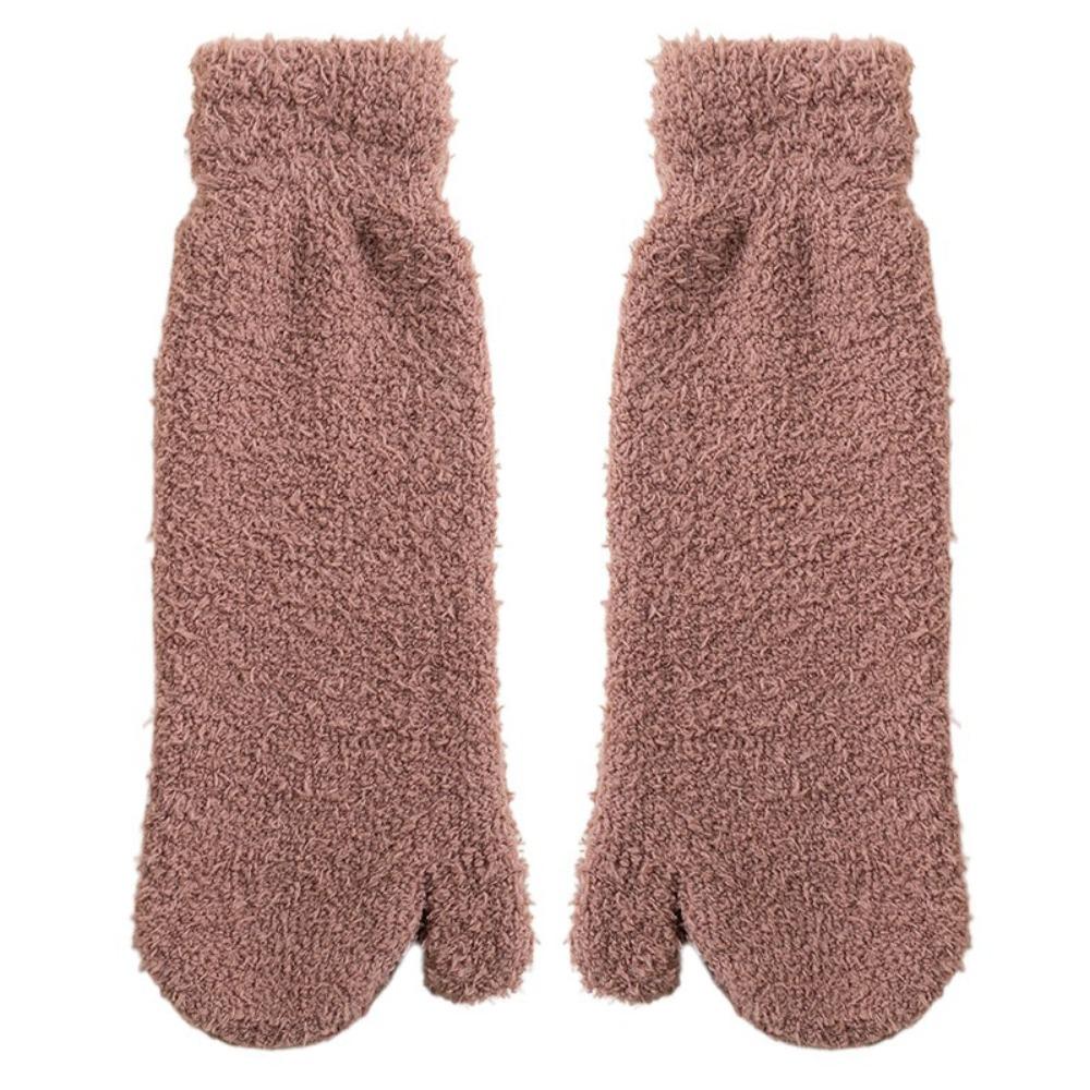 Thickened Warm Separate Toe Plush Socks Mid Tube Floor Socks Winter Two Toe Fleece Socks  Autumn