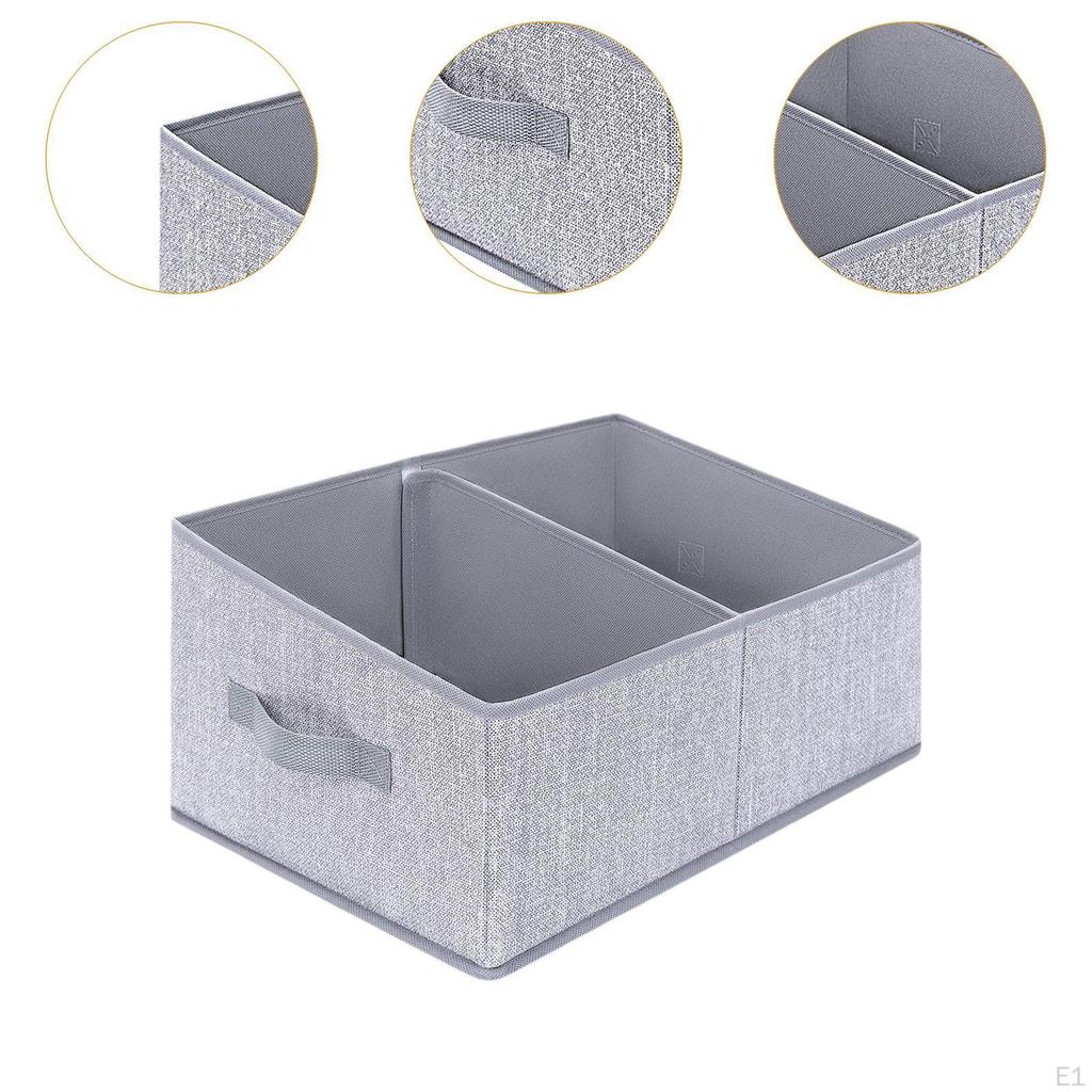 Foldable Storage Bin 2 Compartments Cube Basket Non Lidded Trapezoid Closet Organizer for Books
