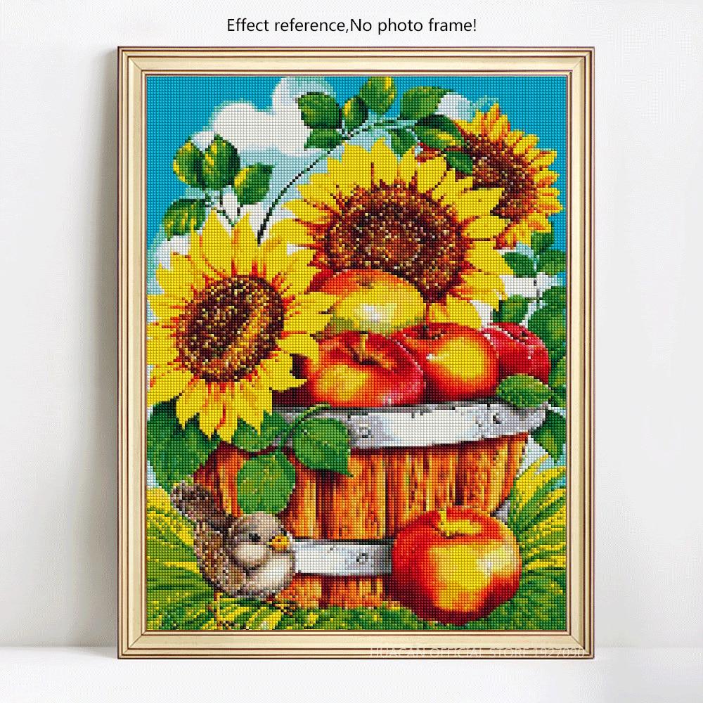 5D Diamond Painting Sunflower Full Round Diamond Embroidery Sale Flower Picture