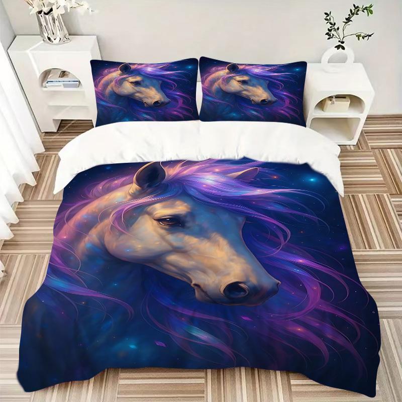 3pcs Celestial Horse Duvet Cover Set -Includes 1 Duvet Cover and 2 Pillowcases, No Quilt Core, All-Season Home Decor yy251111143