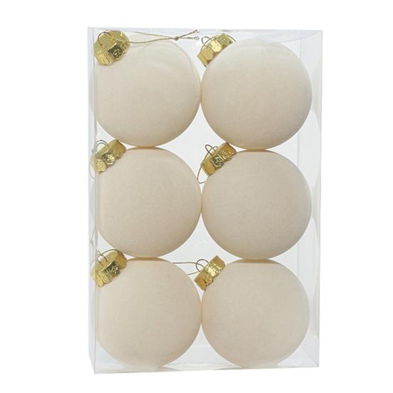 6 шт. Рождественские шары, флокированные, в деревенском стиле, состаренные, подвесные шары с петлей, фермерский дом, рождественское украшение