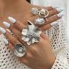 Baroque Heterosexual Pearl Alloy Set Ring Light Luxury Geometric Metal Hollow Finger Ring