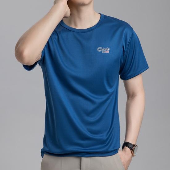 Summer Men T-shirt Mesh Thin Quick-drying Round Neck Short Sleeves O Neck Pure Color Stretchy Sport Daily Wear Top