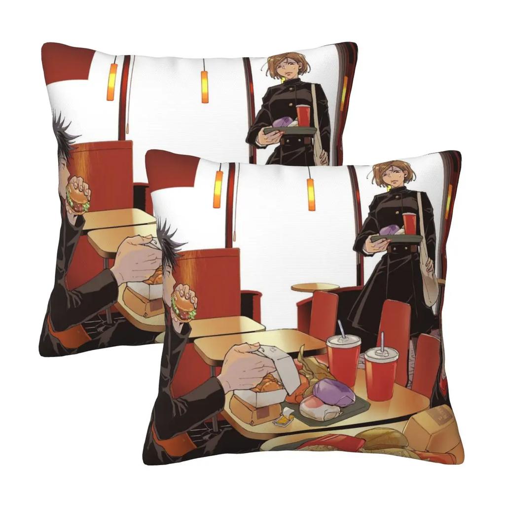 Мегуми Лучший Друг Jujutsu Kaisen Сукуна Аниме 2 шт. Квадратная наволочка Чехол для подушки Комфортная декоративная подушка для дома, гостиной