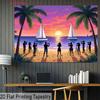 2D plane beach background fabric under the pink sky party decoration banner room decoration polyester fiber