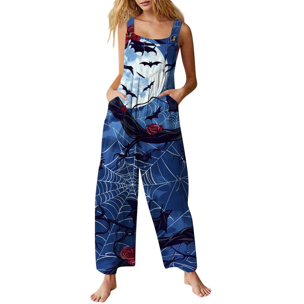 Женский комбинезон с принтом, повседневный свободный комбинезон
