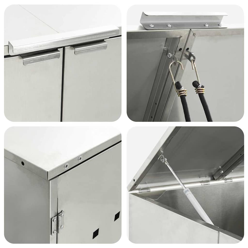 4 Bin Waste Container Storage Unit Silver 272 x 77.5 x 115.5 cm