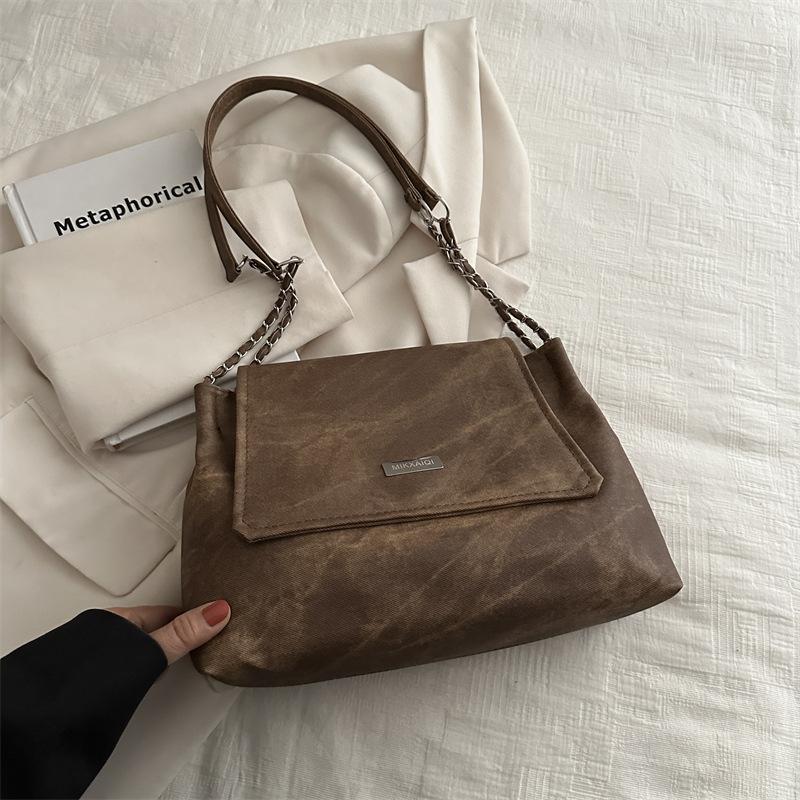 New Trendy Fashion Large-capacity Tote Bag Women's Winter Retro Shoulder Bag Simple Casual Commuter Bag