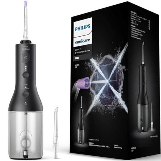Беспроводной ирригатор Philips Sonicare 3000 Струйная промывка полости рта HX3826 23 Черный труднодоступные промежутки X-образный поток воды 2 режима насадки