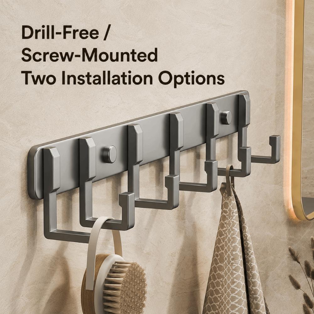 No Drill Wall Hook Rack Multi-Hook Metal Towel Hanger Practical Towel Hanger Hook Bathroom
