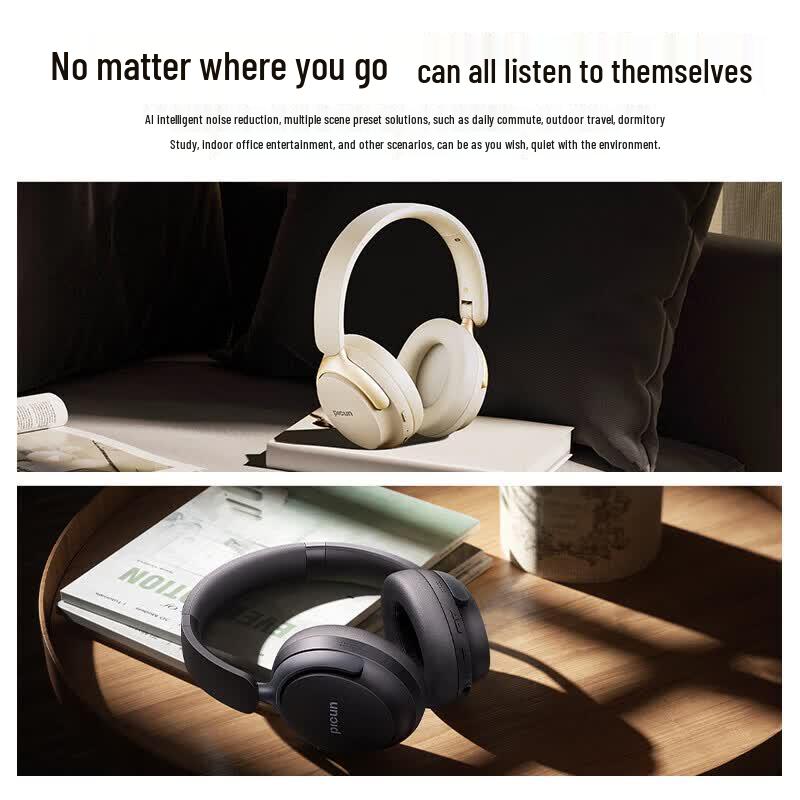 Picun NC60 Pro AI Noise Cancelling Spatial Audio Wireless Over-Ear Headphones
