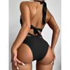 Push Up Bikini High Waist Swimsuits Twisted Swimwear Women  New Solid Biquini Halter Bathing Suit Cut Out Beach Wear EMA