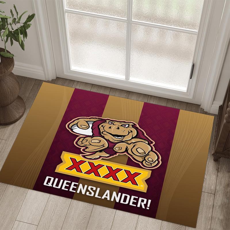 Queensland Maroons Design Crystal Velvet Carpet Cozy Non?Slip Printed Rug For Bedroom Living Room Entrance