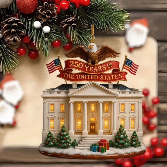 US 250th Anniversary Ornament Patriotic Xmas Tree Hanging Decor Collectible Keepsake Gift for Patriots History Lovers Veterans