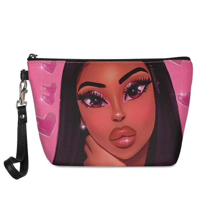 Custom Makeup Bags Afro African Girls Print Cute Cosmetic Bag Beauty Travel Organizer Make up Pouch Suitcase Women Toiletry Bag