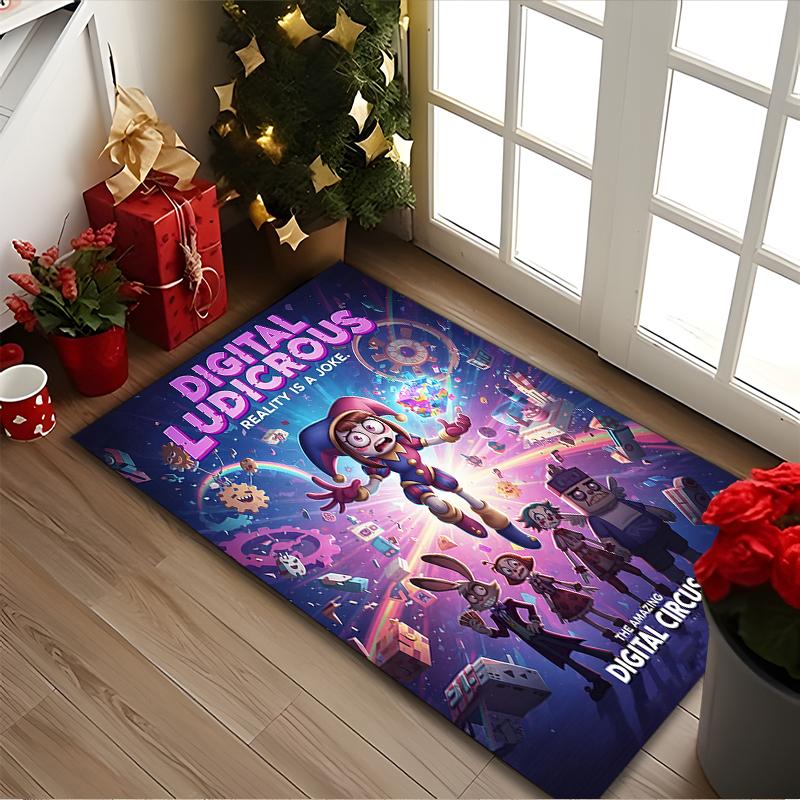 The Amazing Digital Circus Rug Ideal for Reading Room, Multi-purpose Office Chair Sofa Carpet, Anti-slip Printed Home Area Rug