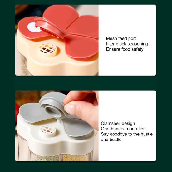 Seasoning Bottle 5-in-1 Transparent Multi-grid Sealed Space-saving Moisture-proof Flip-top Multi-function Salt Sugar Spice Jar Kitchen Tool Cooking