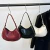 Shoulder Bag for Women Rivet Punk Underarm Bag PU Leather Studded Clutch Purse Trendy Hobo Purse for Work Travel Shopping