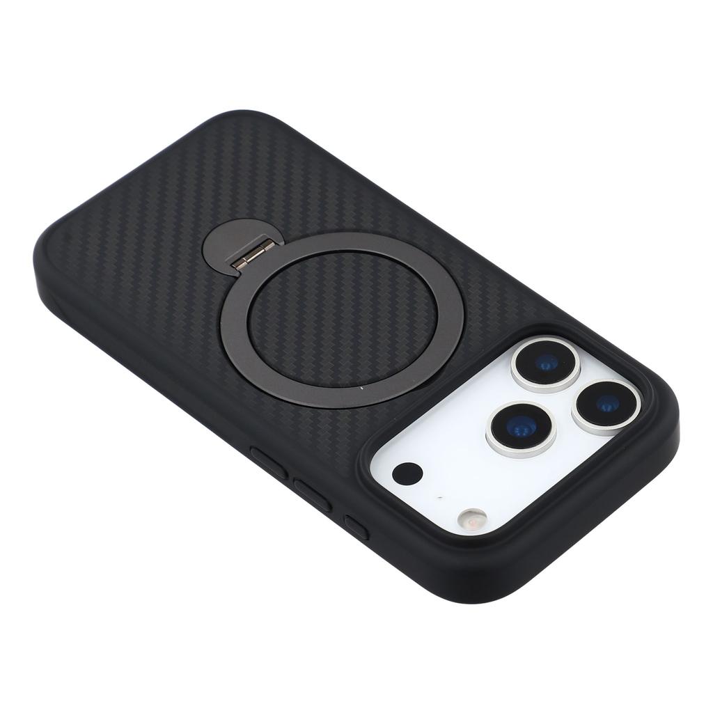 For iPhone 17 Pro Max Case Compatible with MagSafe Kickstand TPU+PC Phone Cover Carbon Fiber Texture