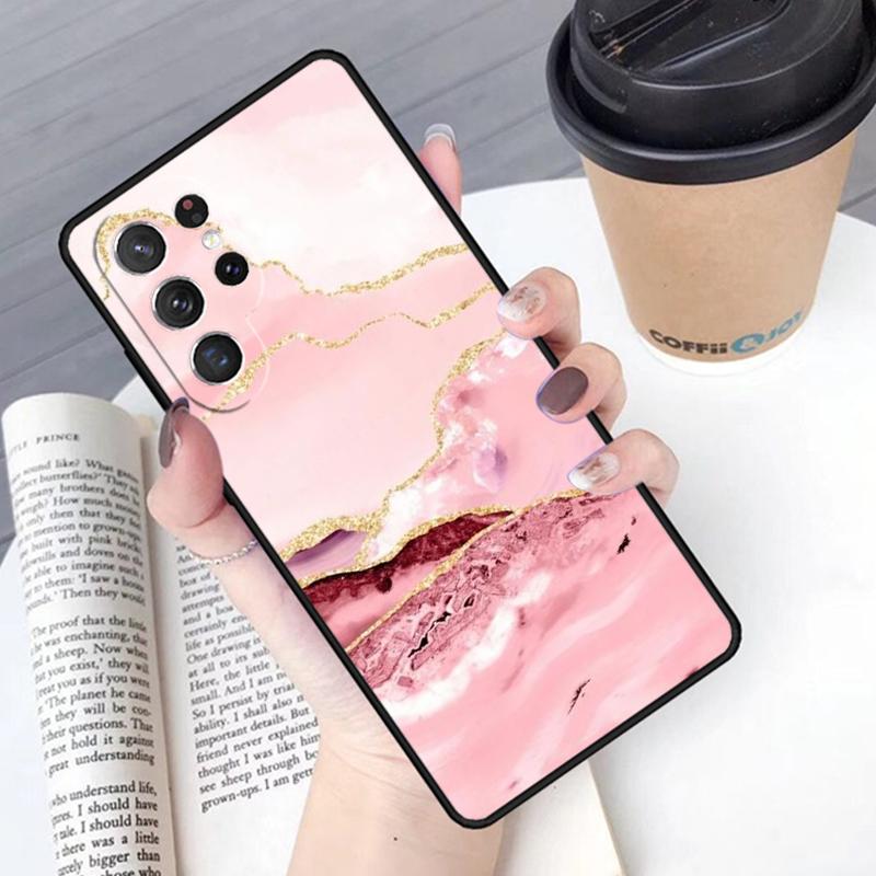 Чехол для телефона Розовое золото Мраморный арт Чехол Для Samsung Galaxy S24 S25 Ultra S21 S22 Ultra S10E Note 10 Plus Note 20 FE S23