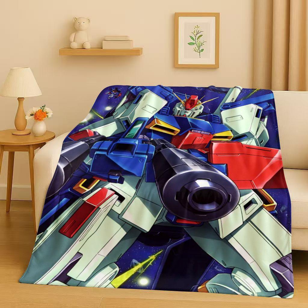 Sanrio Gundam Cartoon Robot Christmas Gift Flannel Blanket,Ultra Soft Warm Plush Throw for Home Bedroom Bed Sofa Cover Office