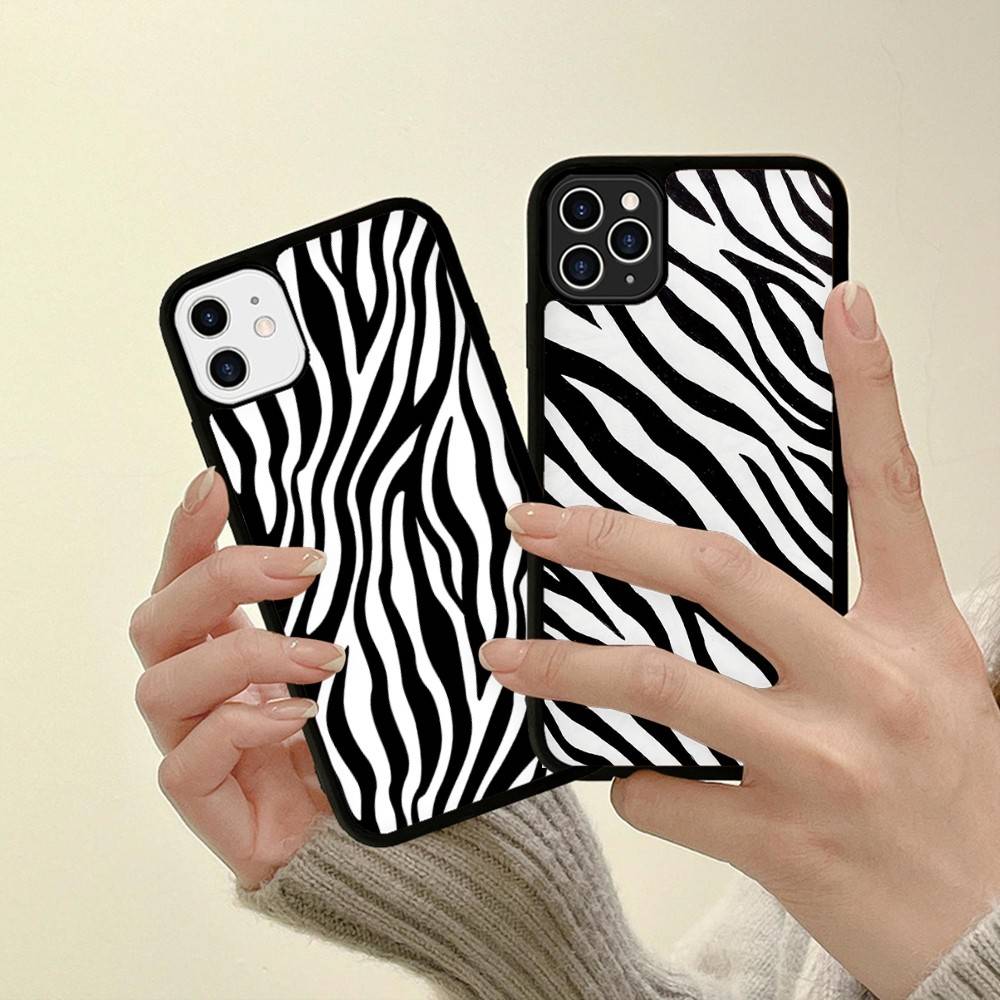 Клипарт Зебра Принт Для IPhone 17 16 15 14 13 12 11 Pro Max Plus Ударопрочная Задняя Крышка Телефона из PC+TPU