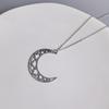 Stylish Lunar Cutout Necklace Stainless Steel Moon Charm Neck Chain Adjustable Length Clavicular Chain for Women Girls
